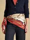 Thumbnail 3 of Joules Women's Bloomfield Silk Square Scarf - Burnt Orange Bridle