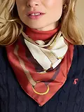 Thumbnail 5 of Joules Women's Bloomfield Silk Square Scarf - Burnt Orange Bridle