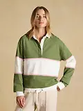 Thumbnail 4 of Joules Women's Long Sleeve Cotton Collared Rugby Deckshirt - Green Striped