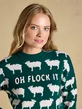 Thumbnail 4 of Joules Women's Oh Flock It Sheep Icon Crew Neck Knitted Jumper - Green