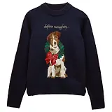 Thumbnail 1 of Joules Women's Noelle Crew Neck Knitted Christmas Jumper - Dog Navy