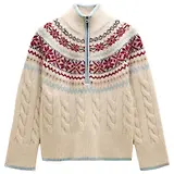 Thumbnail 1 of Joules Women's Cable Knit Fair Isle Half Zip Jumper - Cream