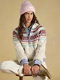 Thumbnail 6 of Joules Women's Cable Knit Fair Isle Half Zip Jumper - Cream
