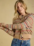 Thumbnail 7 of Joules Women's Woodland Pattern Cotton Blend Knitted Cardigan - Oatmeal