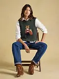 Thumbnail 7 of Joules Women's Jonty Fox Crew Neck Cotton Blend Knitted Vest - Green