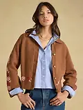 Thumbnail 6 of Joules Women's Embroidered Cowboy Cotton Blend Knitted Cardigan - Tan Brown
