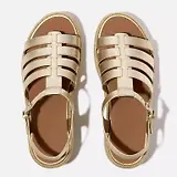 Thumbnail 4 of FitFlop Women's PLATFFORMS Espadrille Metallic-Leather Fisherman Wedge Sandals - Platino