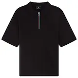 Thumbnail 1 of PS By Paul Smith Men's 'Sports Stripe' Zip Knitted Cotton Polo Shirt - Black
