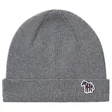 Thumbnail 1 of Paul Smith Men's Zebra Logo Ribbed Lambswool Beanie Hat - Grey