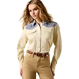 Thumbnail 1 of Ariat Women's Horseshoe Western Long Sleeve Shirt - Sand