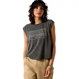 Thumbnail 1 of Ariat Women's Dallas Cropped Sleeveless T-Shirt - Charcoal