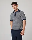 Thumbnail 4 of Peregrine Men's Island Crochet Button Polo Shirt - Navy