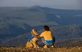 Thumbnail 10 of RUFFWEAR Trail Runner Running Belt (Small/Medium) Blue Pool