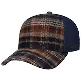 Thumbnail 1 of Stetson Wool Check Trucker Cap - Navy/Beige/Burned Orange