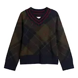 Thumbnail 1 of Barbour Women's Shae V-Neck Tartan Wool Jumper - Shadow Classic Tartan
