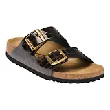 Thumbnail 1 of Birkenstock Women's Arizona Natural Leather Narrow Sandals - Emboss Croc Leather Black / Brown