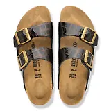 Thumbnail 4 of Birkenstock Women's Arizona Natural Leather Narrow Sandals - Emboss Croc Leather Black / Brown