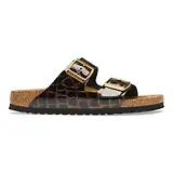 Thumbnail 5 of Birkenstock Women's Arizona Natural Leather Narrow Sandals - Emboss Croc Leather Black / Brown