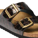 Thumbnail 7 of Birkenstock Women's Arizona Natural Leather Narrow Sandals - Emboss Croc Leather Black / Brown