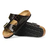 Thumbnail 8 of Birkenstock Women's Arizona Natural Leather Narrow Sandals - Emboss Croc Leather Black / Brown