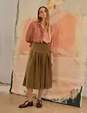 Thumbnail 2 of Penelope Chilvers Women's Lancaster Cotton Velvet Skirt - Tan