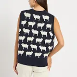 Thumbnail 4 of Joules Women's What The Flock Crew Neck Intarsia Knitted Vest - Navy