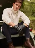 Thumbnail 2 of Dents Men's Bath Three-Point Cashmere-Lined Leather Gloves - Black