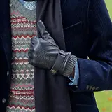 Thumbnail 3 of Dents Men's Henley Touchscreen Three-Point Wool Blend-Lined Leather Gloves - Black
