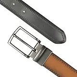 Thumbnail 2 of Dents Men's Reversible Leather Belt With Gunmetal Buckle and Brogue Detail - Black/Tan