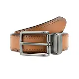 Thumbnail 5 of Dents Men's Reversible Leather Belt With Gunmetal Buckle and Brogue Detail - Black/Tan