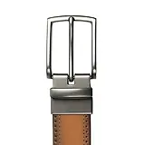 Thumbnail 6 of Dents Men's Reversible Leather Belt With Gunmetal Buckle and Brogue Detail - Black/Tan