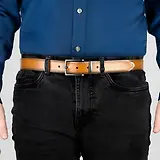 Thumbnail 7 of Dents Men's Reversible Leather Belt With Gunmetal Buckle and Brogue Detail - Black/Tan