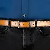 Thumbnail 8 of Dents Men's Reversible Leather Belt With Gunmetal Buckle and Brogue Detail - Black/Tan
