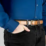 Thumbnail 9 of Dents Men's Reversible Leather Belt With Gunmetal Buckle and Brogue Detail - Black/Tan