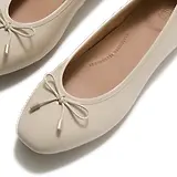 Thumbnail 4 of FitFlop Women's Delicato Bow Textured Patent-Leather Ballet Flats - Hazy Taupe