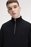 Thumbnail 5 of Fred Perry Men's Half Zip Sweatshirt - Navy / Brandy / Rich Brown