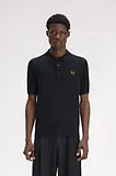 Thumbnail 2 of Fred Perry Men's Long Staple Cotton Knitted Shirt - Black