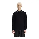 Thumbnail 2 of Fred Perry Men's M3636 LS Twin Tipped Shirt - Black / Ecru / Laurel Wreath Green