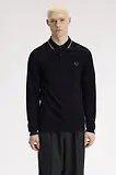 Thumbnail 4 of Fred Perry Men's M3636 LS Twin Tipped Shirt - Black / Ecru / Laurel Wreath Green