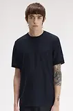 Thumbnail 4 of Fred Perry Men's Trim Detail Crepe Pique T-Shirt - Navy