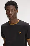 Thumbnail 5 of Fred Perry Men's Twin Tipped T-Shirt - Anchor Grey / Golden