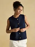 Thumbnail 2 of Joules Women's Holly Button Through Knitted Vest - Navy