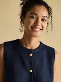 Thumbnail 4 of Joules Women's Holly Button Through Knitted Vest - Navy