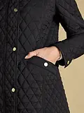 Thumbnail 9 of Joules Women's Rosewell Longline Diamond Quilted Showerproof Coat - Black