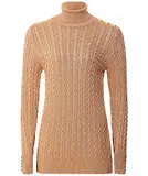 Thumbnail 1 of Holland Cooper Women's Seattle Roll Neck Cable Knit - Dark Camel Marl