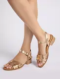 Thumbnail 2 of Penelope Chilvers Women's Heeled Shepherdess Metallic Leather Sandals - Gold