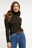 Thumbnail 5 of Holland Cooper Women's Seattle Roll Neck Cable Knit - Fern Green