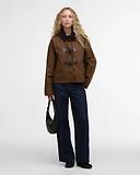 Thumbnail 3 of Barbour Women's Myra Waxed Duffle Coat - Bark/Hessian Tartan