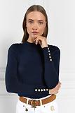 Thumbnail 3 of Holland Cooper Women's Buttoned Knit Crew Neck - Ink Navy