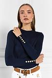 Thumbnail 5 of Holland Cooper Women's Buttoned Knit Crew Neck - Ink Navy